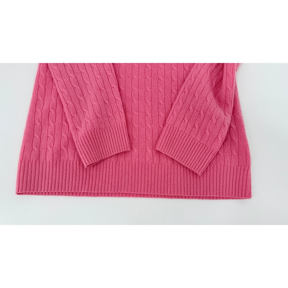 J.Crew Womens Pink 100% Cashmere Cable Knit V-Neck Sweater Medium - Picture 8 of 8